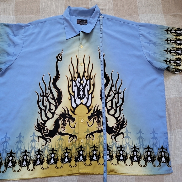 NWOT y2k Dragon Fire & Flames Hawaiian Shirt - Picture 8 of 11